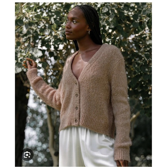 Jenni Kayne Sweaters - Jenni Kayne Womens Mohair Boyfriend Cardigan Sweater Stone Sz XS